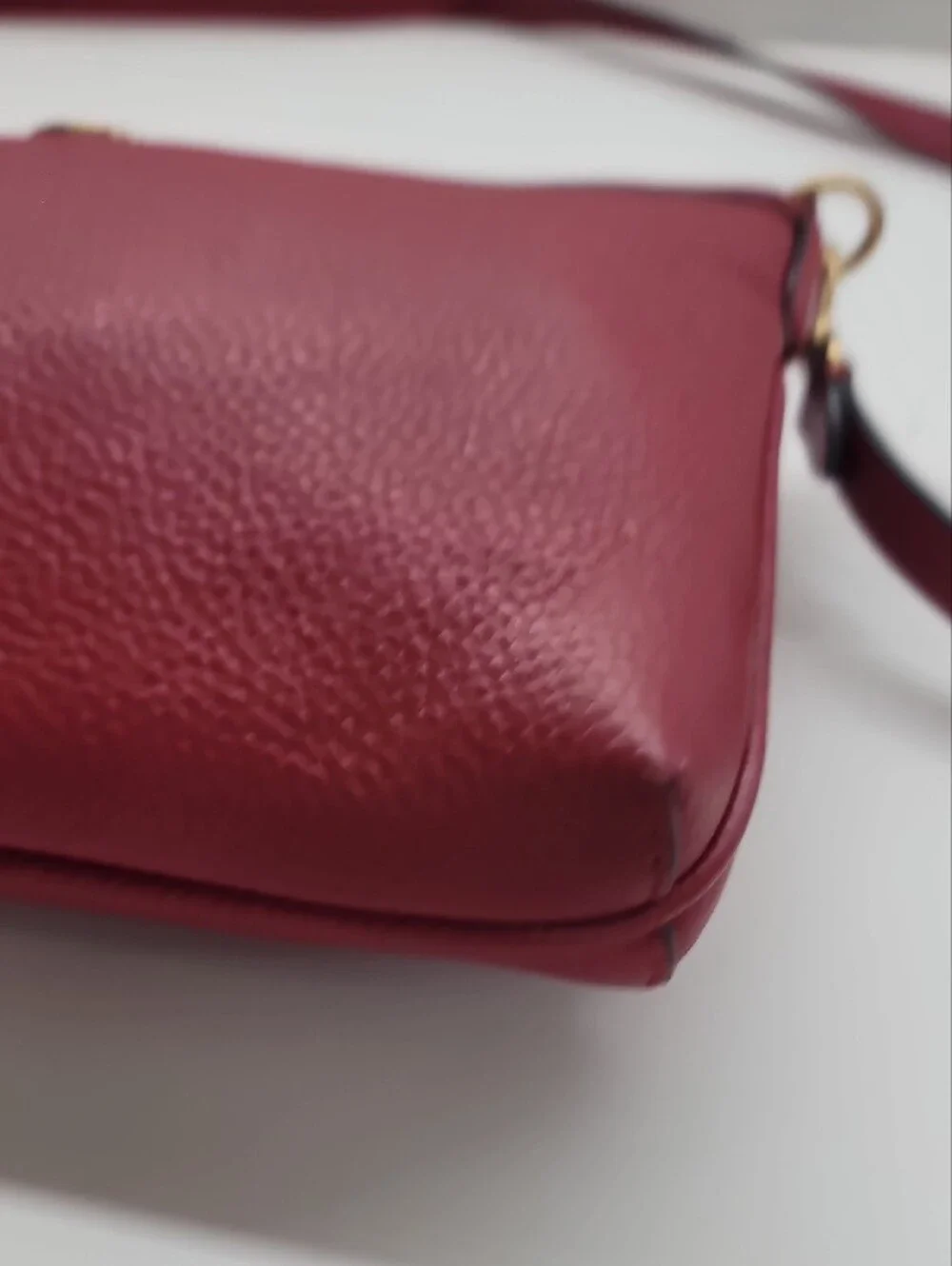 Coach Refined Pebble Leather Legacy Zip Top Crossbody In Red